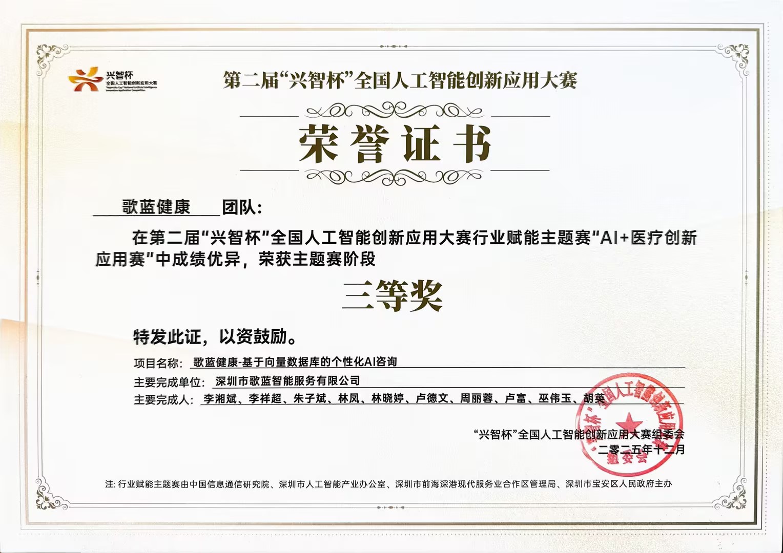 兴智杯证书